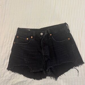 Black Distressed Levi’s Denim Shorts